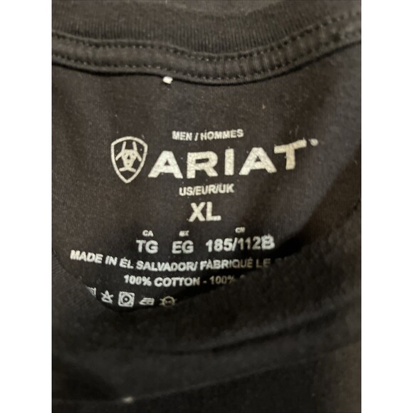 ARIAT Men’s International Premium Quality Double Sided T-Shirt Tee Black Size XL - Picture 9 of 9
